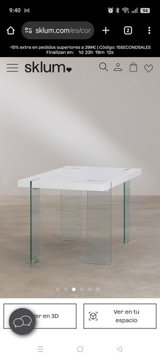 Mesa de comedor blanca - cristal