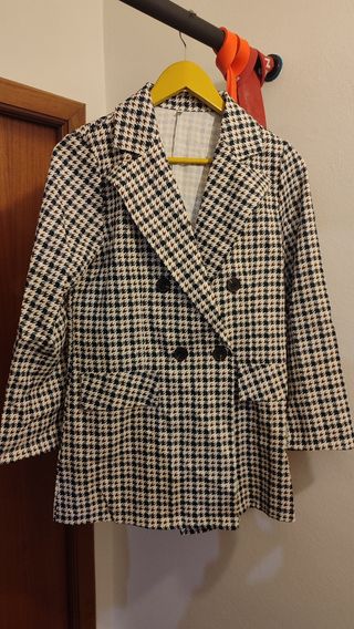 Blazer cuadros marrón beige