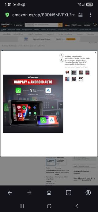 Radio Android Moto 5" Impermeable