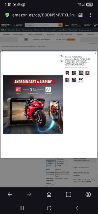 Radio Android Moto 5" Impermeable