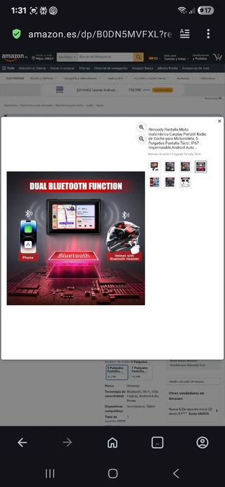 Radio Android Moto 5" Impermeable