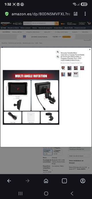 Radio Android Moto 5" Impermeable