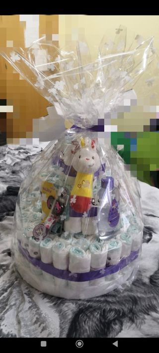 Tarta pañales bebé,para mascotas,para muñecos...