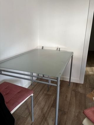 Mesa cristal moderna gris
