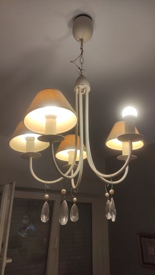 Lmpara forja blanca 5 luces