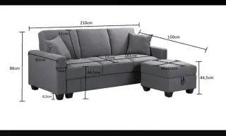 Sofá chaise longue gris