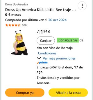 Disfraz abeja bebé