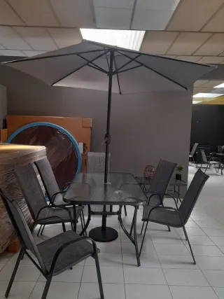 Conjunto jardín 6 sillas - Mesa cristal