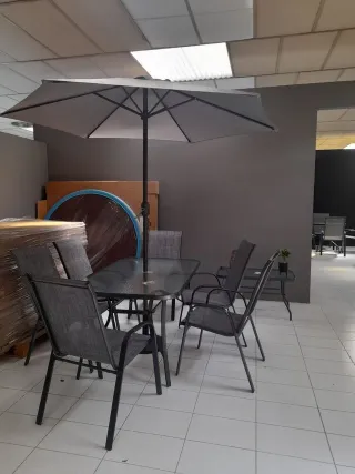 Conjunto jardín 6 sillas - Mesa cristal