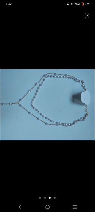 Cadena doble perlas dorada