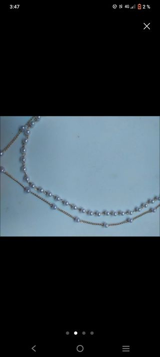 Cadena doble perlas dorada