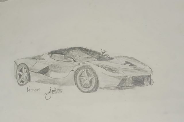 Dibujo Ferrari a lápiz. Cuadro.