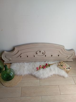 Gran perchero madera maciza beige/yute