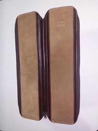 Estuche Piel Porta Corbatas Marrón para viajar