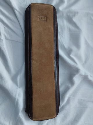 Estuche Piel Porta Corbatas Marrón para viajar