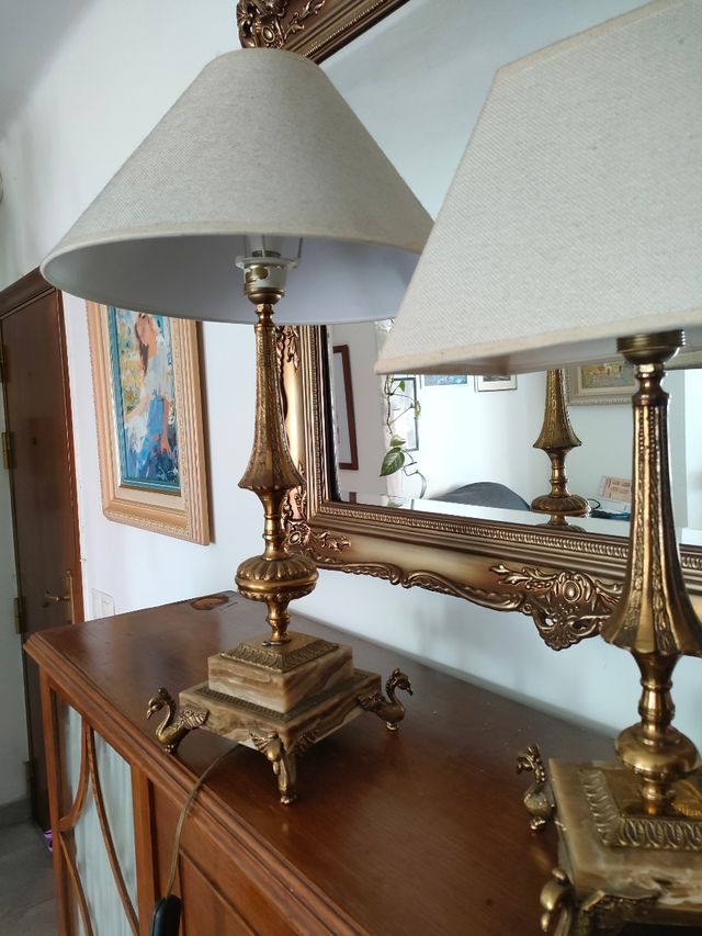 3 Lamparas estilo vintage dorado