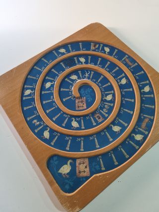 Juego de la oca antiguo de madera