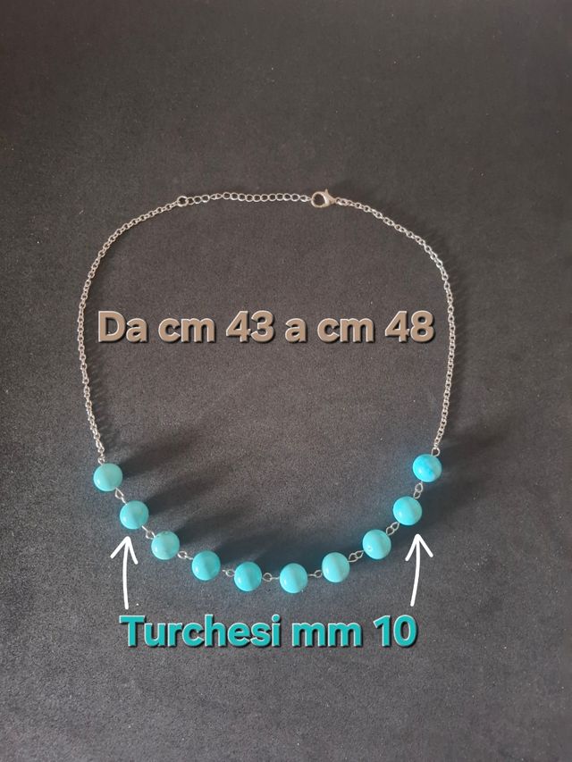Collana acciaio e Turchese - 10 pietre
