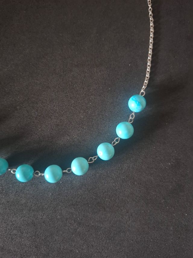 Collana acciaio e Turchese - 10 pietre