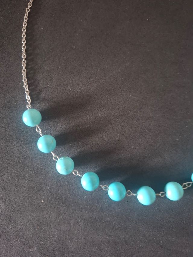 Collana acciaio e Turchese - 10 pietre