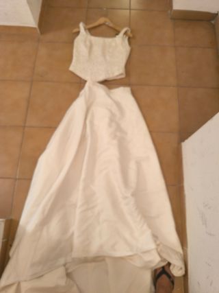 Vestido novia blanco - 2 piezas