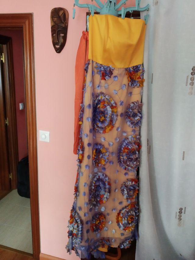 Vestido cóctel multicolor talla M
