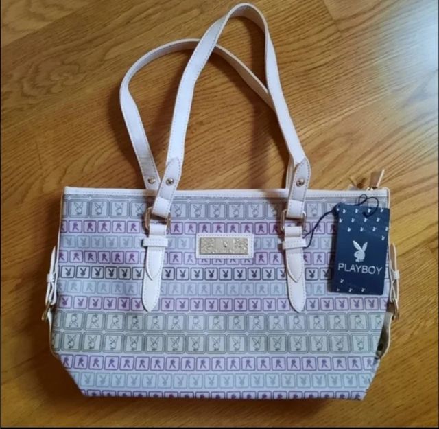 Bolso Playboy beige y morado