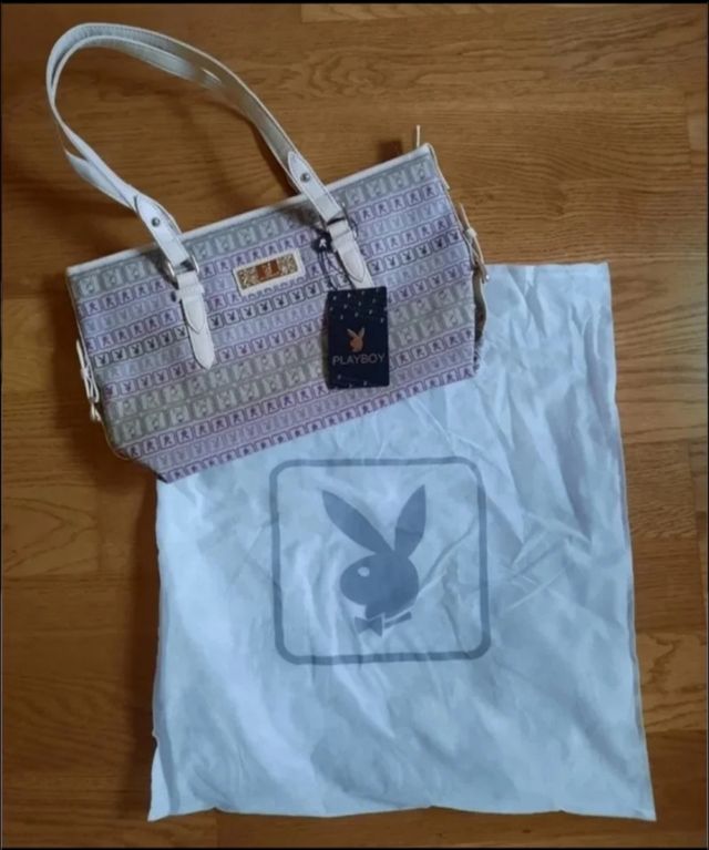 Bolso Playboy beige y morado