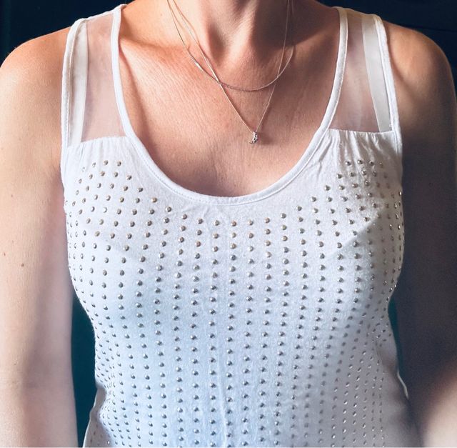 Canotta bianca strass