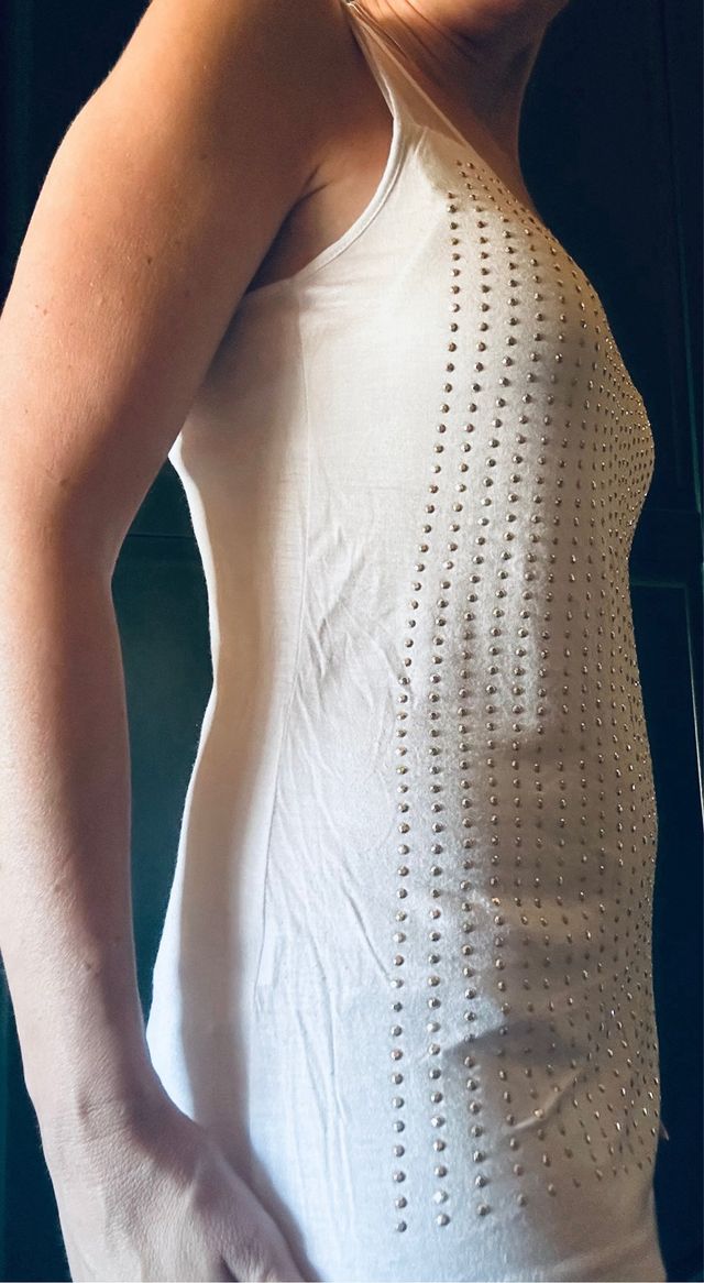 Canotta bianca strass