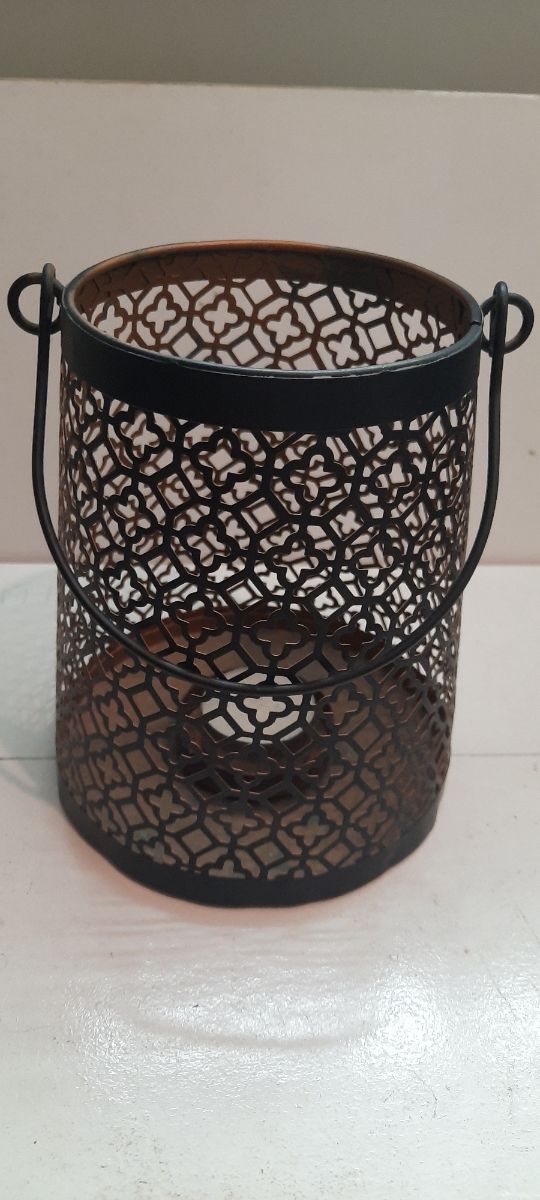 Farolillo metal negro y marrón