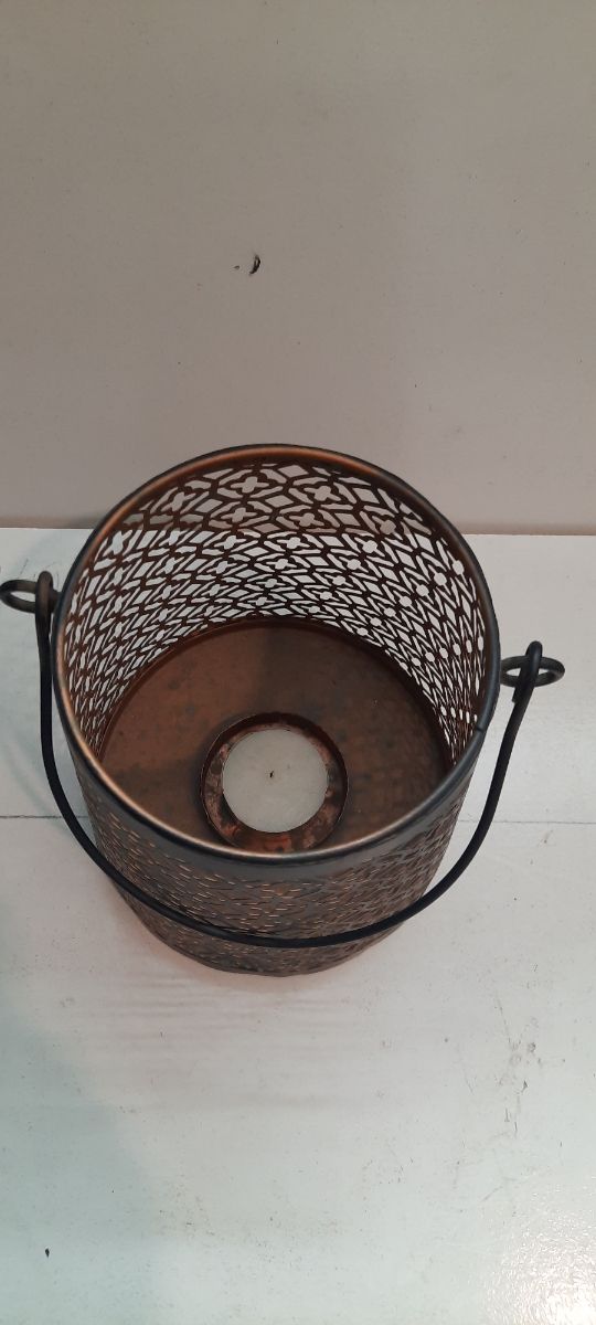 Farolillo metal negro y marrón