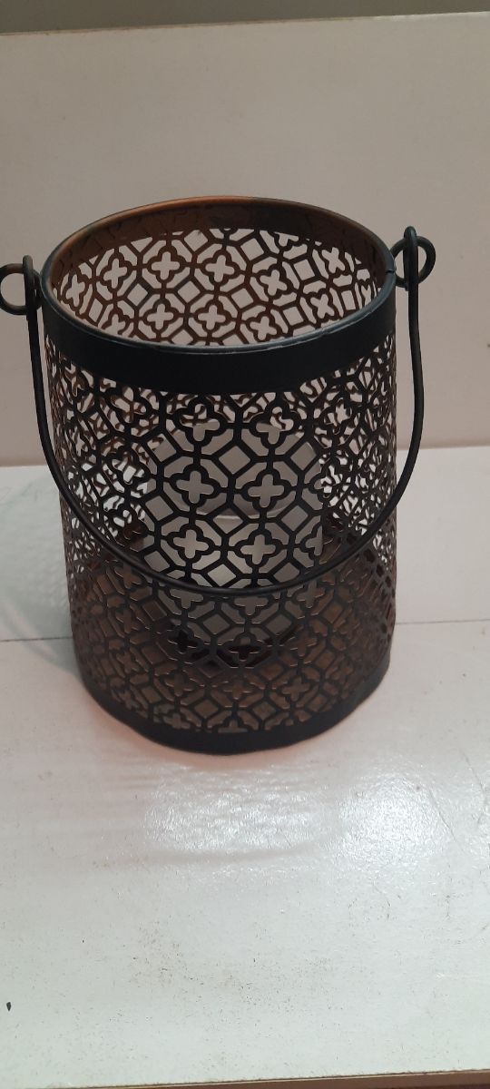 Farolillo metal negro y marrón