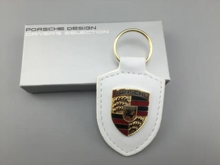 LLAVERO DE CUERO PORSCHE LOGO BLANCO