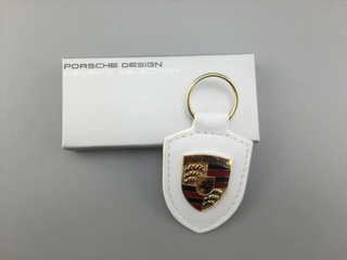 LLAVERO DE CUERO PORSCHE LOGO BLANCO