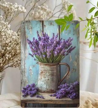 Targa metallo lavanda shabby chic 20x30