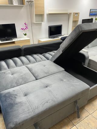 SOFA CAMA CLICK CLACK CHAISE LONGUE GRIS NUEVO