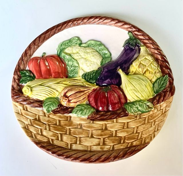 2 Platos decorativos cesta frutas-marisco