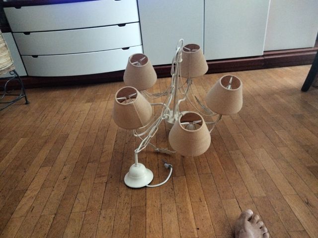 Lampara  forja vintage color  beige