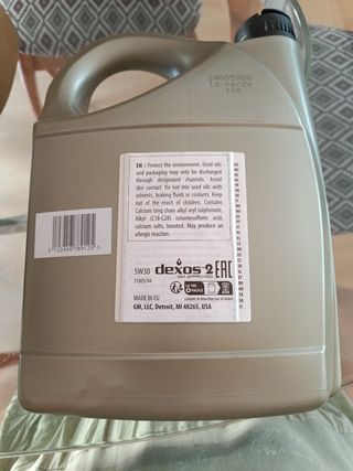 Aceite Motor 5W-30 GM Dexos2 5L