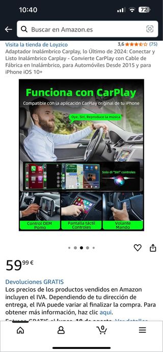 Adaptador Carplay inalámbrico usb