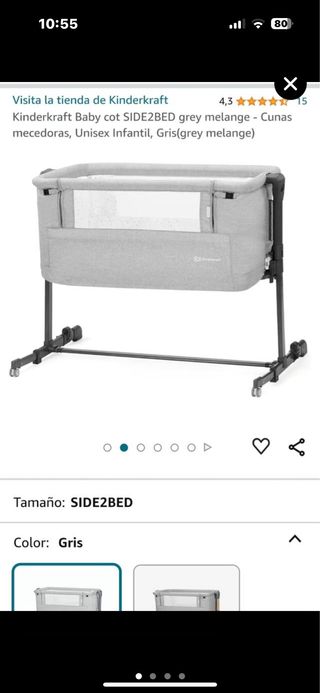 Minicuna Kinderkraft SIDE2BED gris