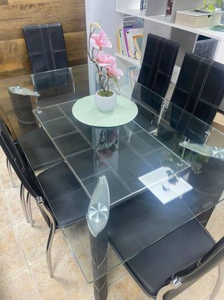 Mesa cristal 6 sillas - Comedor