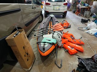 Kayak inflable + remos+chalecos salvavidas+inflado