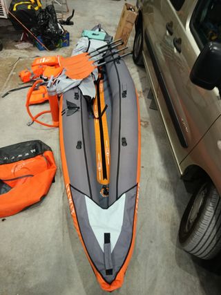 Kayak inflable + remos+chalecos salvavidas+inflado
