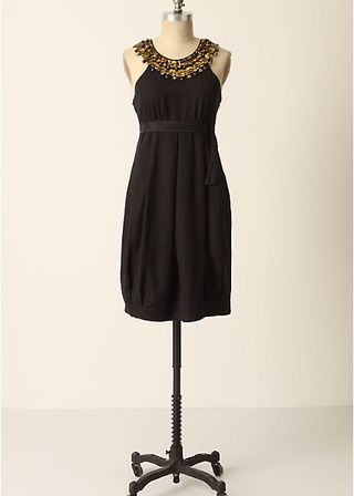 Vestido negro y dorado de Anthropologie, XS