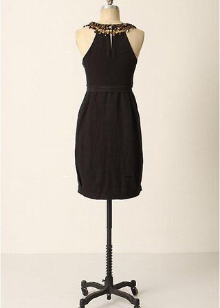 Vestido negro y dorado de Anthropologie, XS