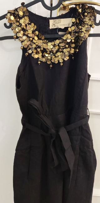 Vestido negro y dorado de Anthropologie, XS