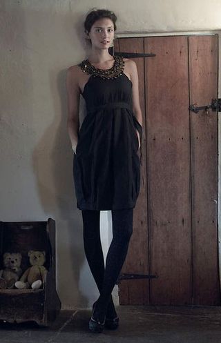 Vestido negro y dorado de Anthropologie, XS