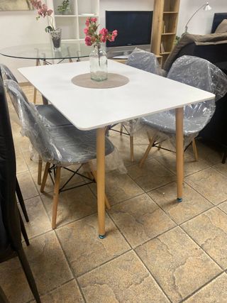 Mesa Comedor Blanca 4 Sillas